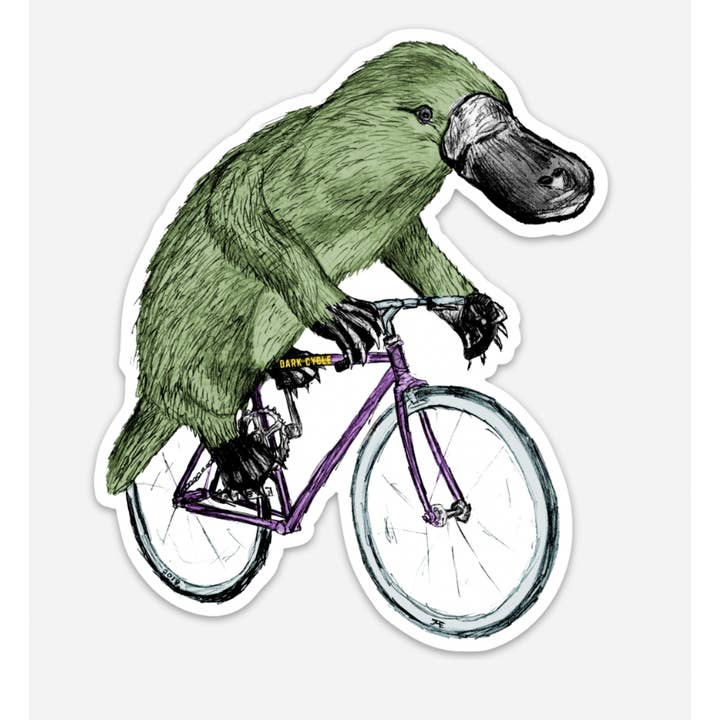 Dark Cycle Clothing - Wholesale Sticker - Platypus On A Bicycle Vinyl Sticker