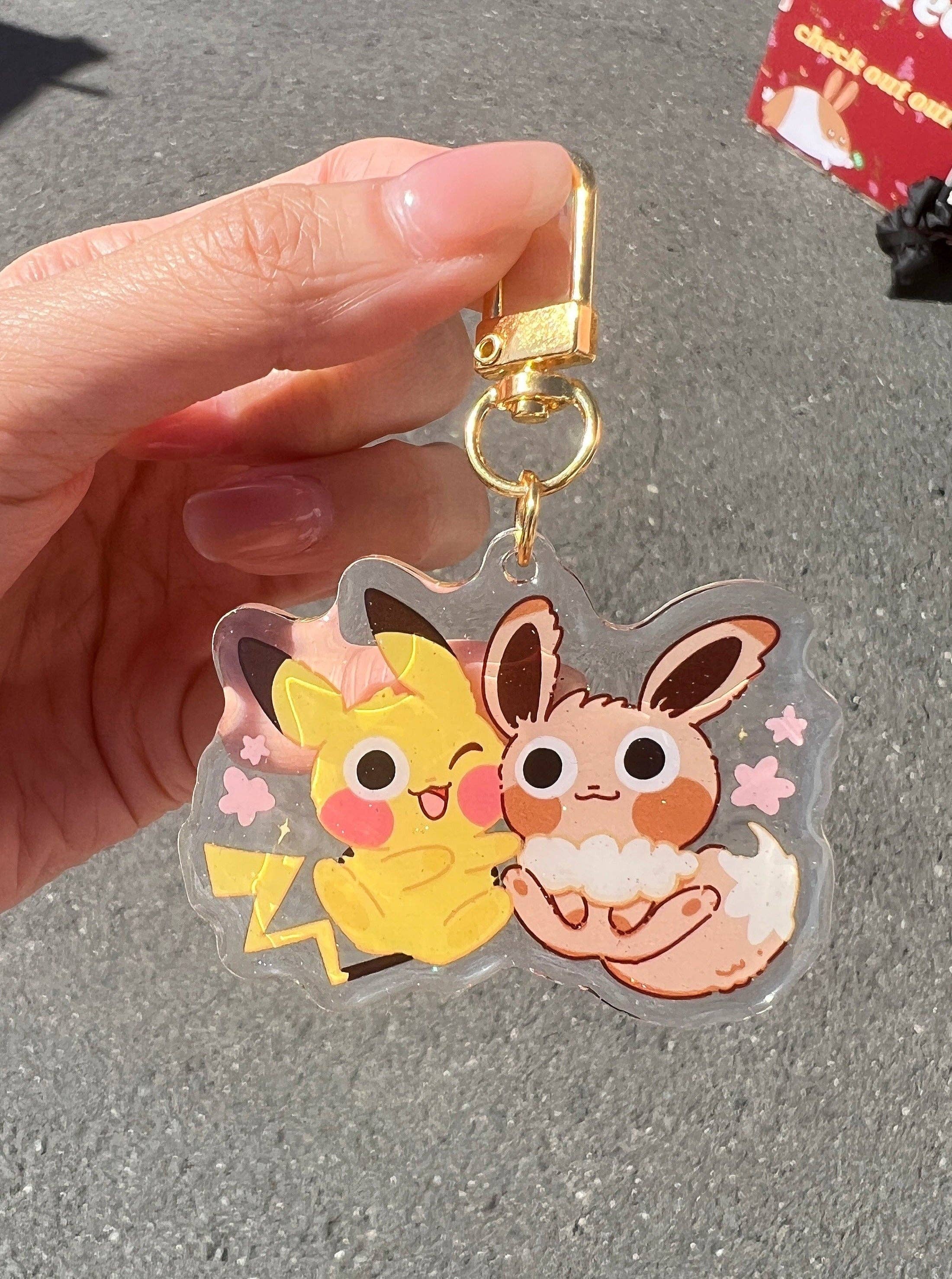 MikouArt – wholesale Keychain – Women's – Adorable PikaEevee Epoxy Acrylic Keychain/Charm |Pokemon Inspired1