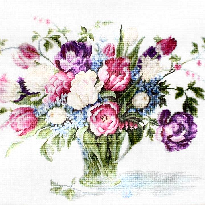 Cross Stitch Kit Luca-S - Tulips Vase, B2261 for wholesale by Luca-S