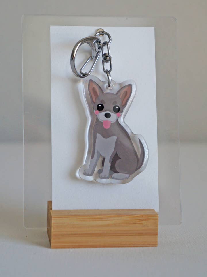 Porte-clés en époxy Chihuahua pour la vente par kiwi & WILLOW