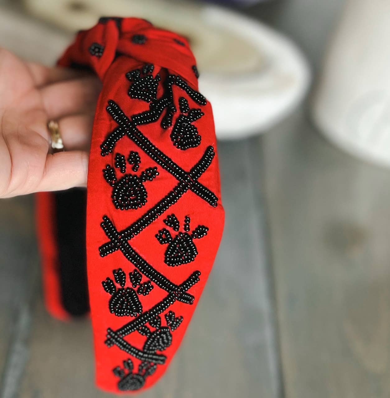 OBX Prep - Wholesale Haarband - Dames - Pootafdruk Zaad Kralen Teamgeest Topknoop Haarband – Cheer11