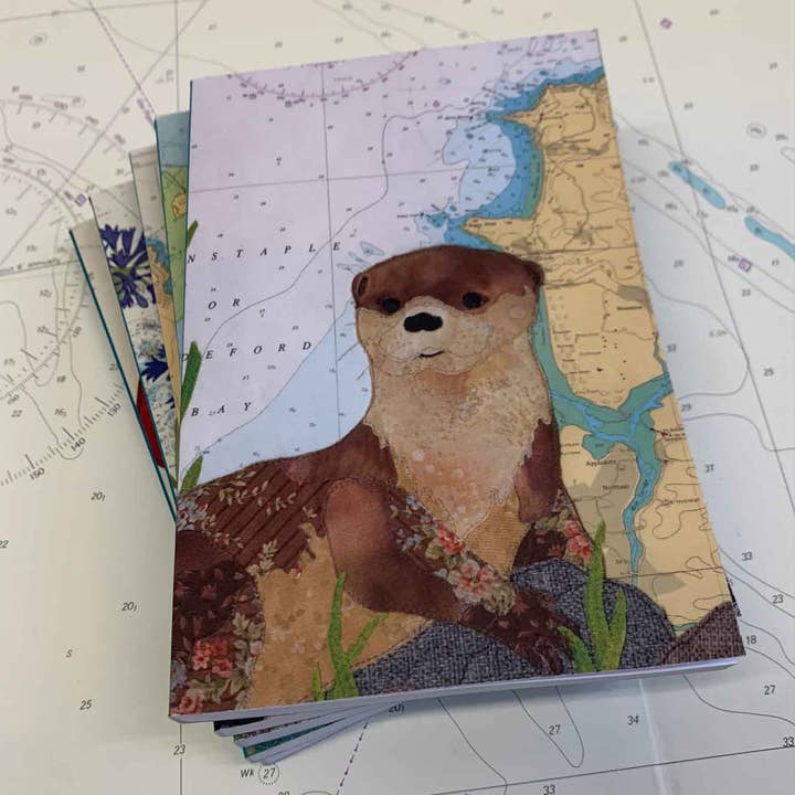 Otter at Bideford A6 paperback notebook for wholesale by Hannah Wisdom Textiles