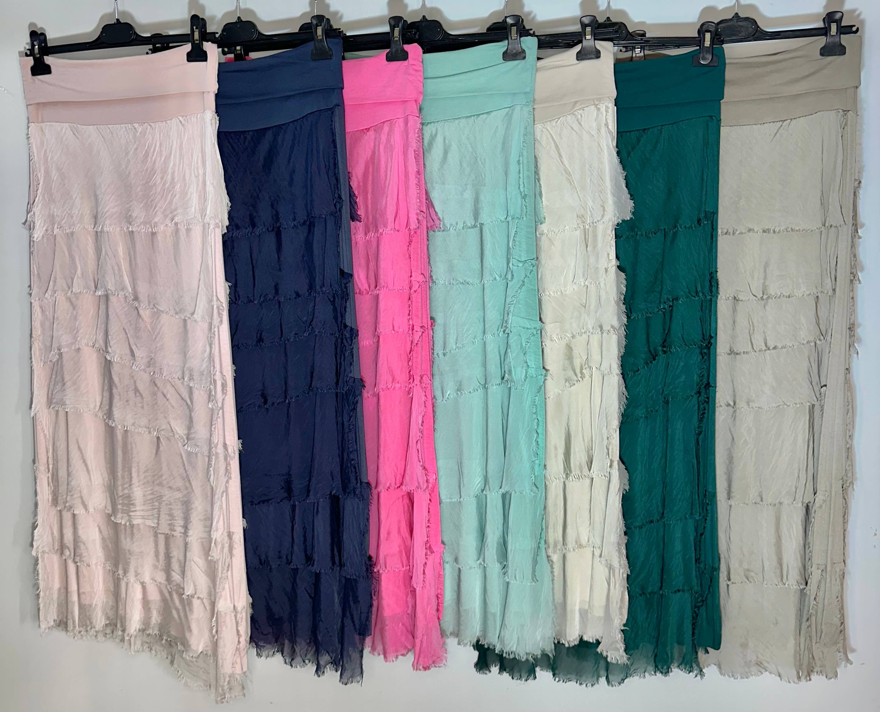 Karamel Collection - Wholesale Skirt - Women's - Silk Ruffle Skirt 
No Tariffs Will Be Added1