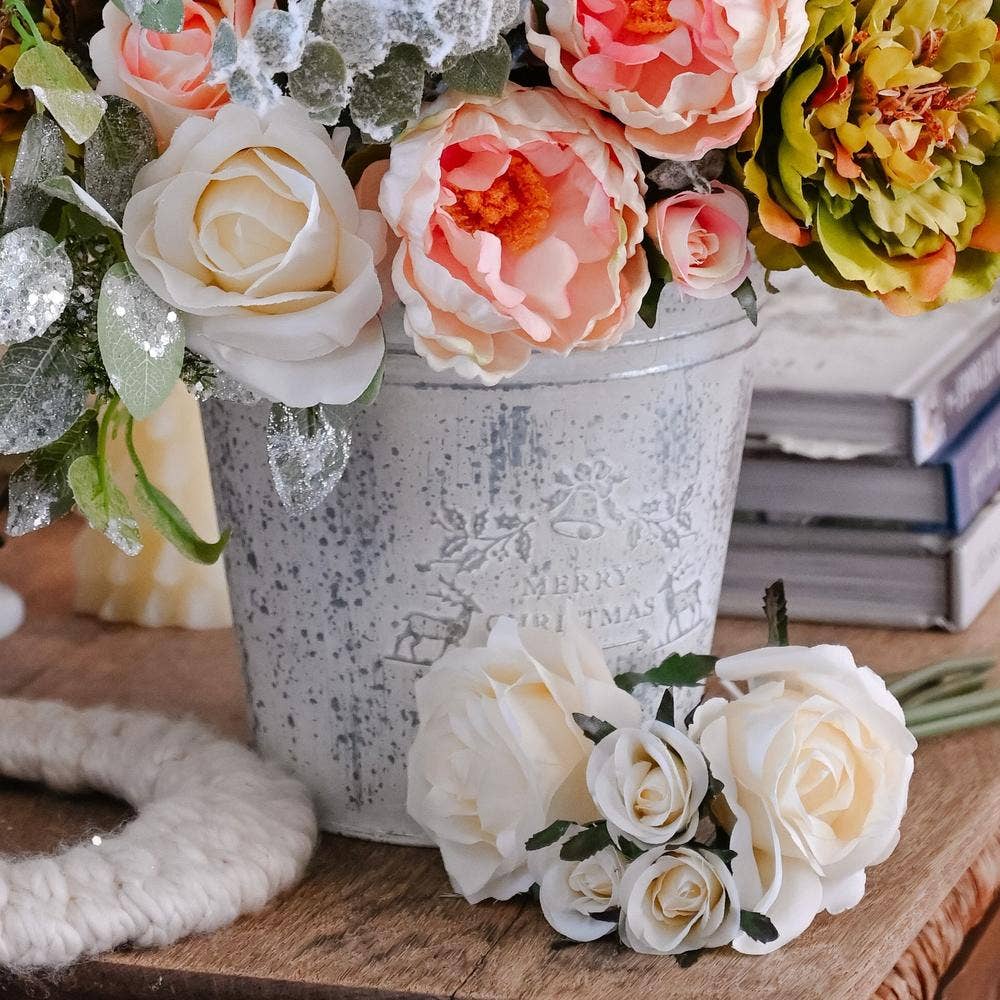 Factory Direct Craft - Wholesale Bucket/Pail - 7" Weathered "Merry Christmas" Embossed Metal Bucket1