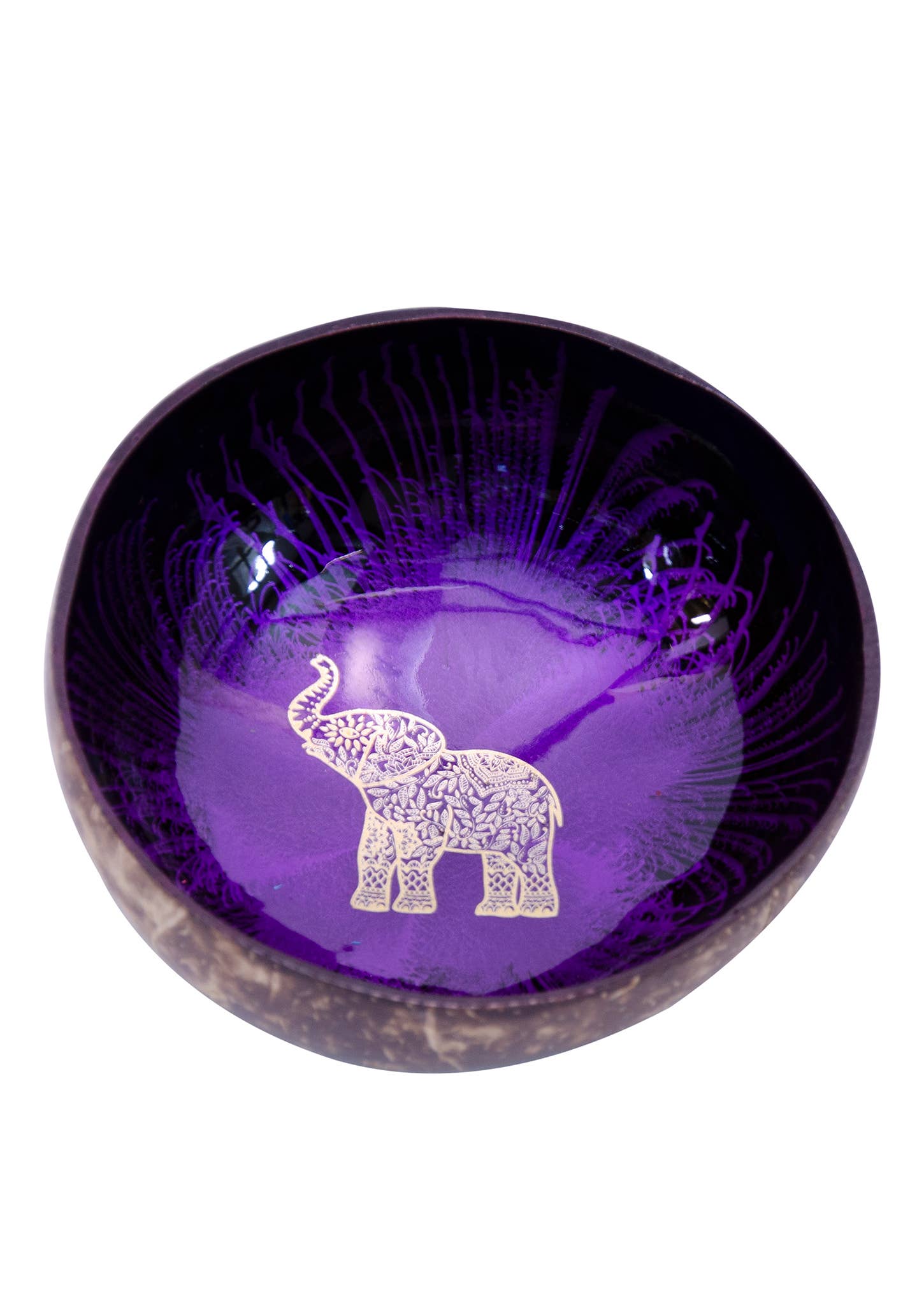 Namaste – wholesale Skål – Kokosskål Guld Elephant Design2