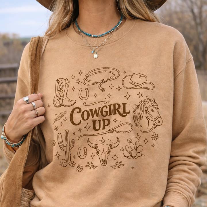 Cowgirl Op Sweatshirt for engroshandel hos Desert City Clothing Co.