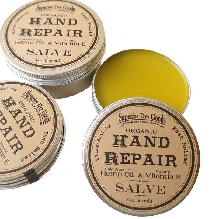 Superior Dry Goods - Wholesale Healing Salve/Balm/Cream - Hand Repair Salve | 2 Sizes | Hemp & Clary Sage | Organic3