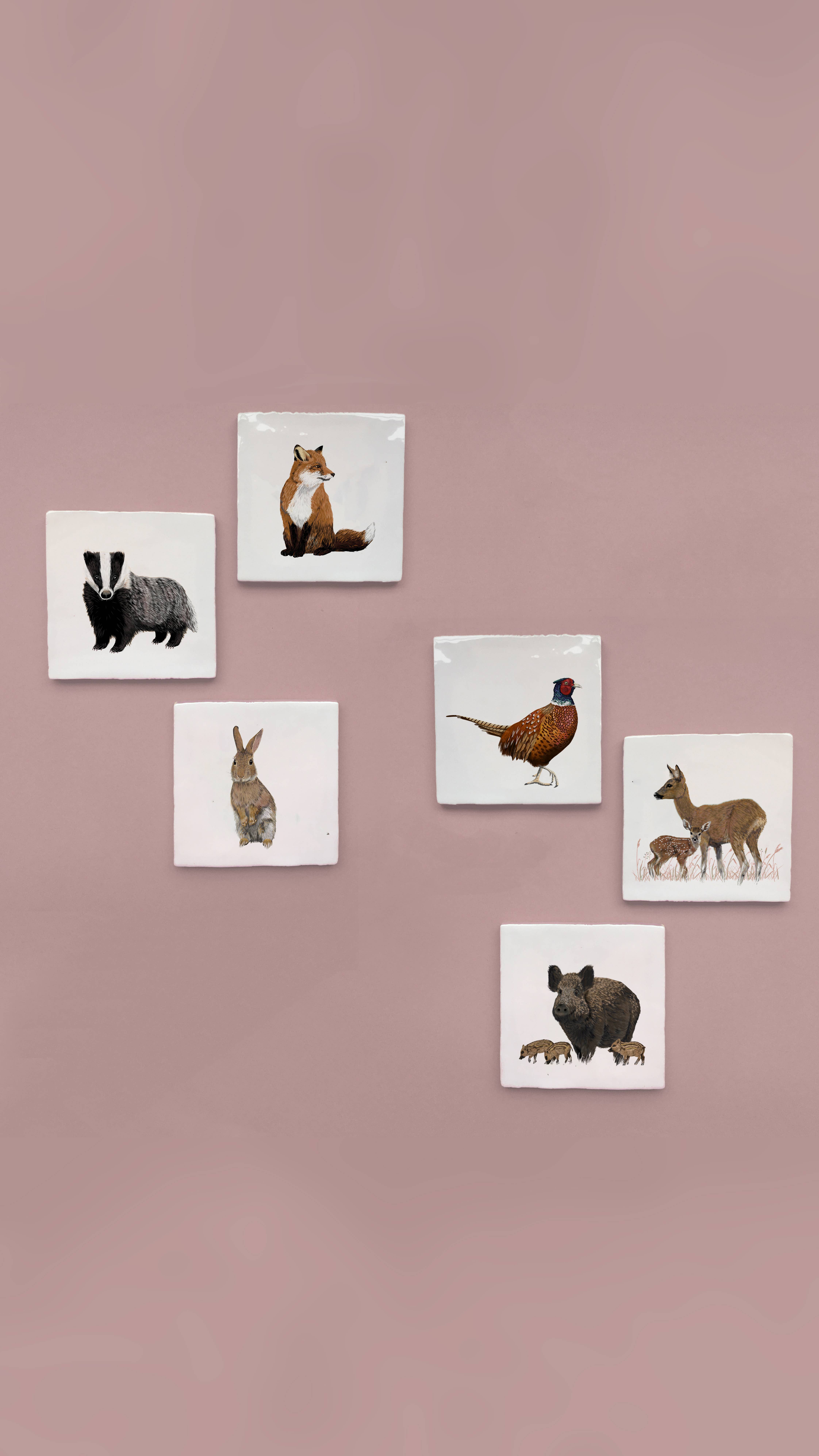 MYRTE - Vendita all'ingrosso Mattonelle - Piastrella in stile vintage con il cervo capriolo e il suo cucciolo2