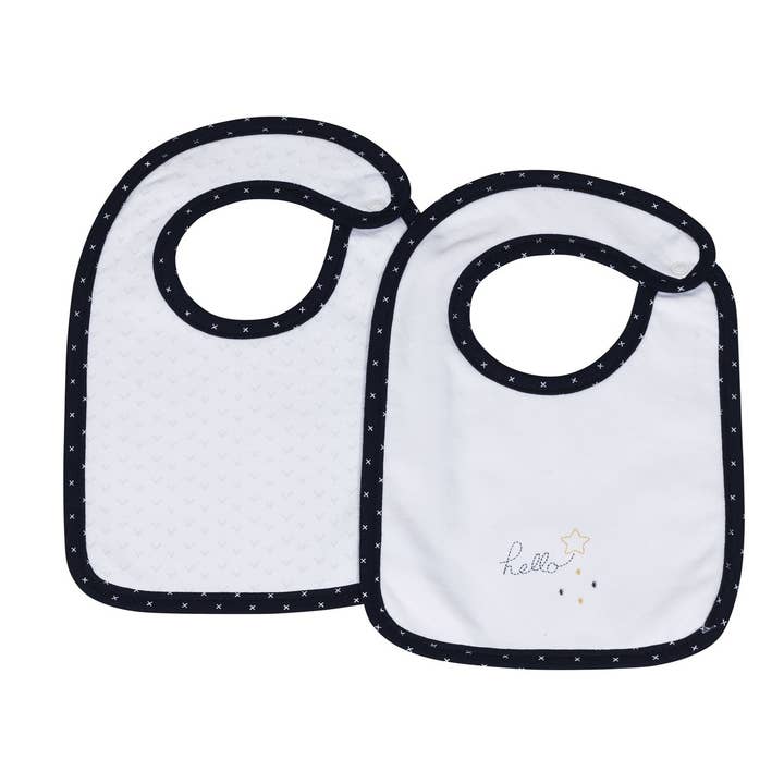 Sauthon - Wholesale Bib - Baby - HELLO TEXTILE BIBS, SET OF 2