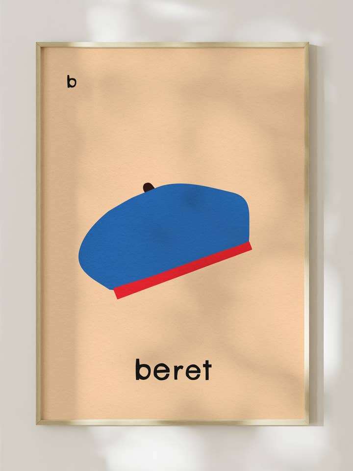 Beret Art Print | Letter B Alphabet Print for wholesale by Surprise Radish