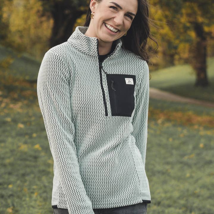 Sweat-shirt demi-zippé pour femmes bleu clair pour la vente par The Clue Clothing