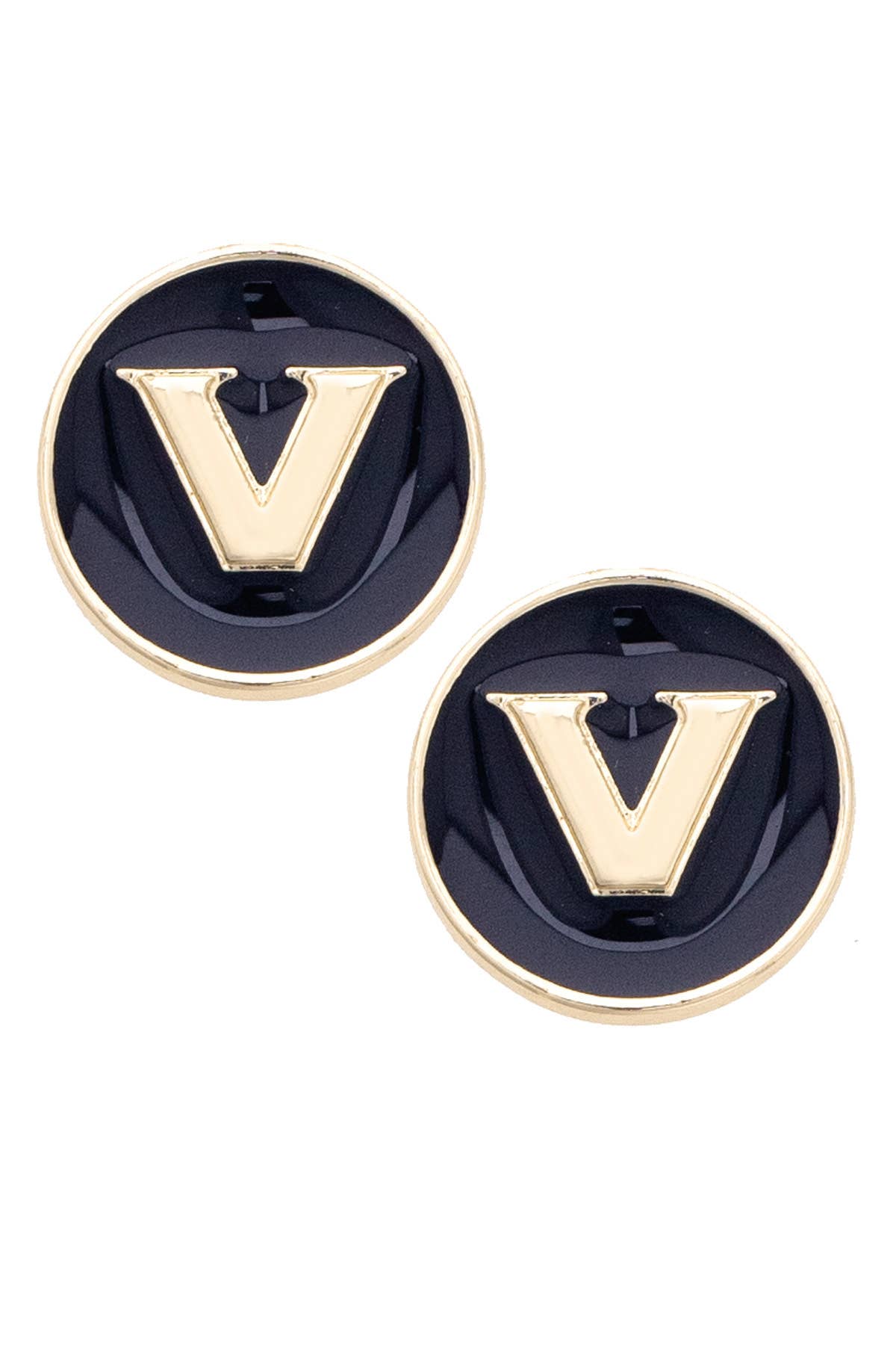 Canvas Style - Wholesale Stud/Post Earrings - Vanderbilt Commodores Logo Circle Stud Earrings in Black0