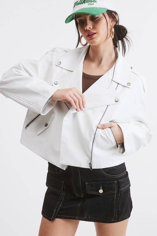 Mimosa - Wholesale Leather Jacket - Women's - Faux Soft Leather Biker Jacket with Front Zipper6