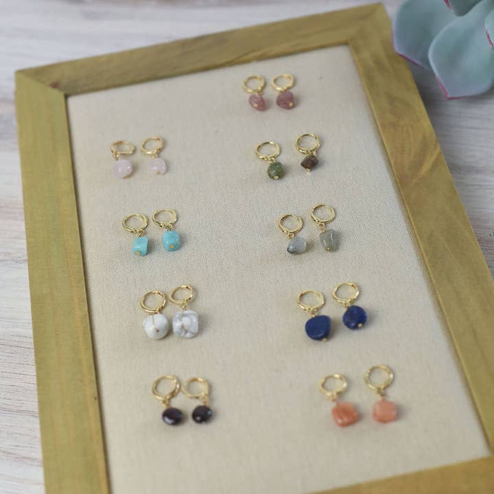 Lauren Lane - Wholesale Dangle Earrings - Bianca Natural Stone Drop Dangle Earrings4