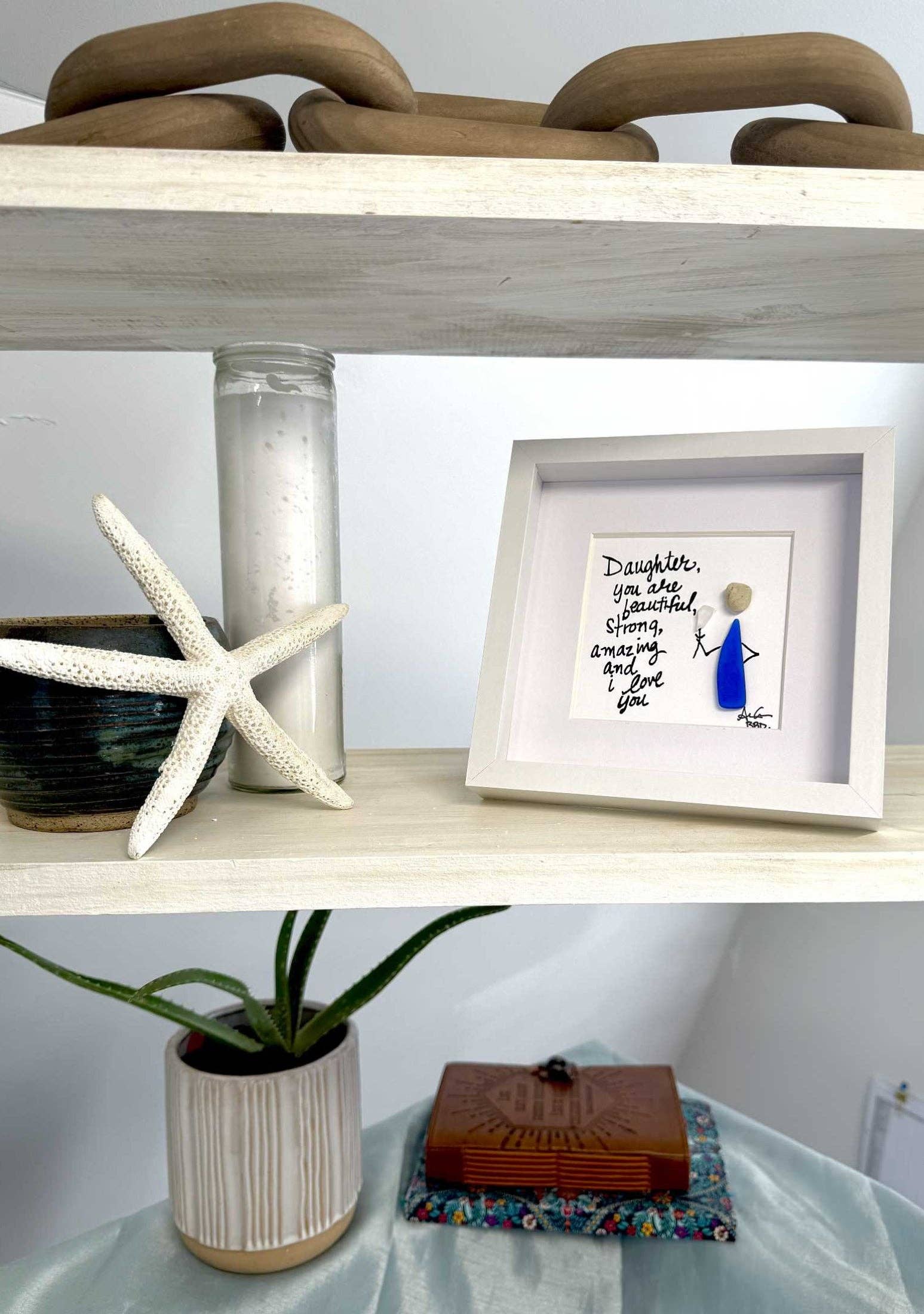 Back Bay Designs - Wholesale Art Print - Daughter I Love You MINI - Sea Glass Art - 6x6 Framed1