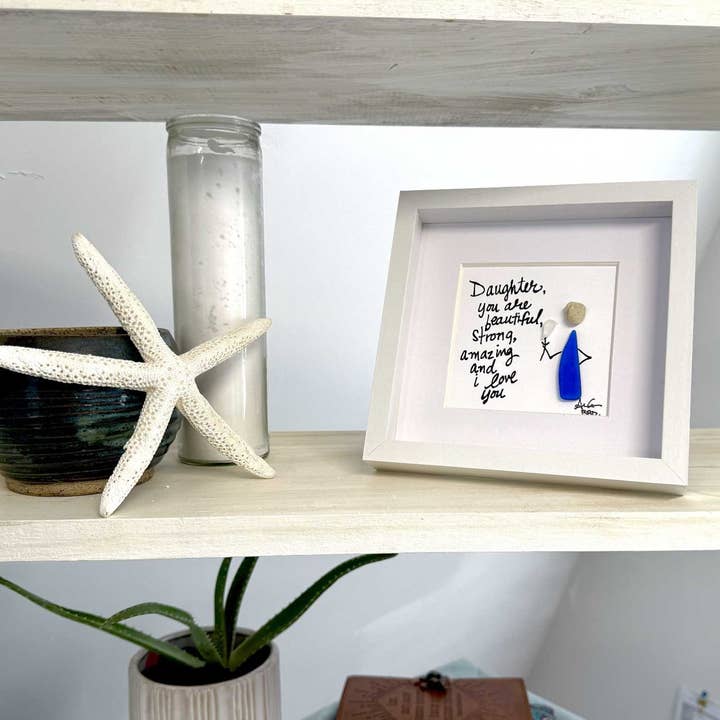 Back Bay Designs - Wholesale Art Print - Daughter I Love You MINI - Sea Glass Art - 6x6 Framed1