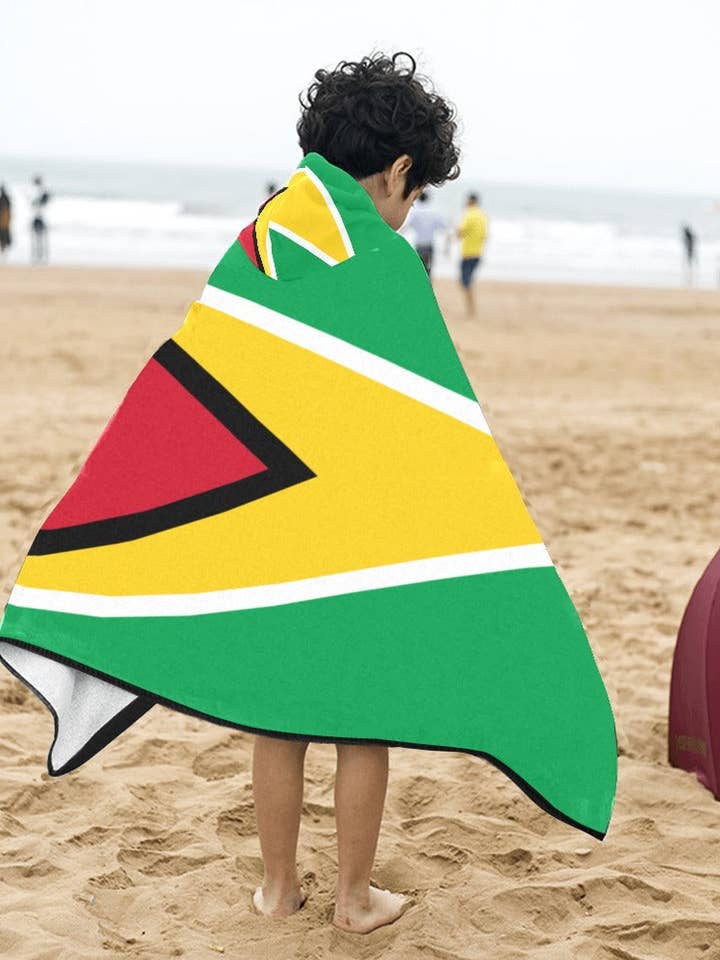 Serviettes de bain à capuche pour enfants drapeau du Guyana pour la vente par Guyanese Swag