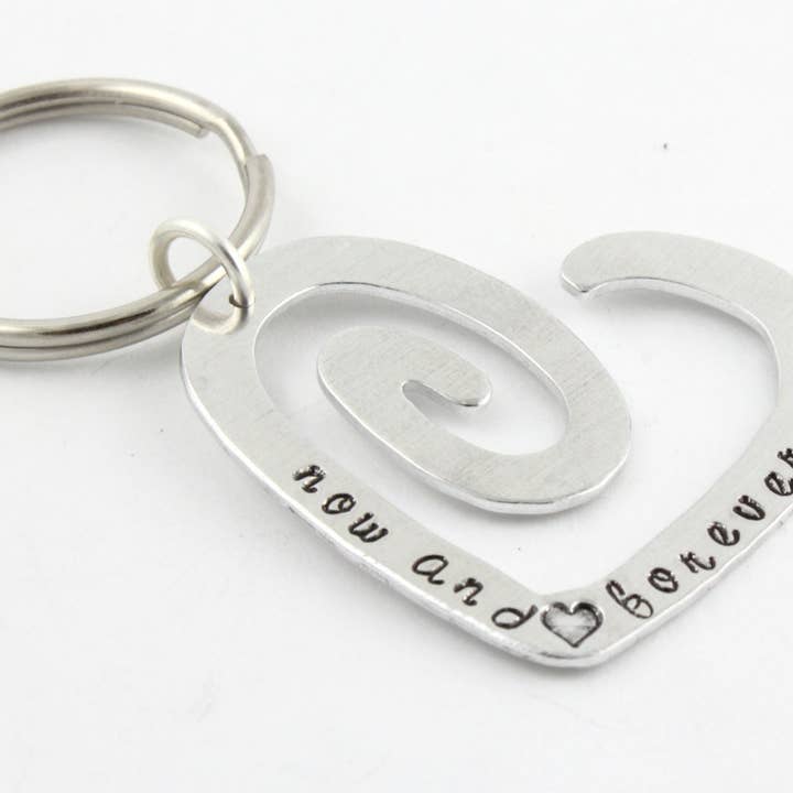 Personalized Silver Heart Keychain with Custom Message for wholesale by The Silver Diva