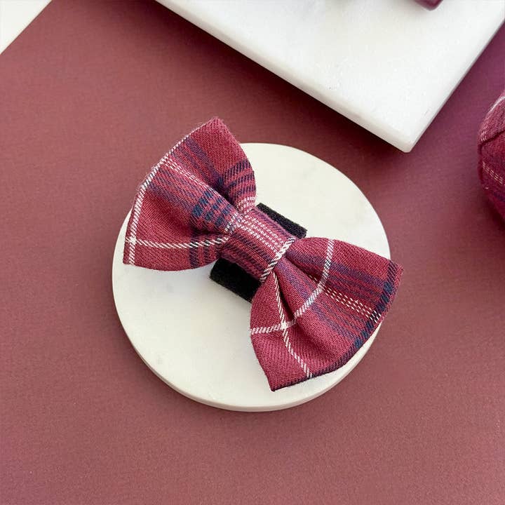 Mulberry Plaid Bow Tie for wholesale by Cocopup London