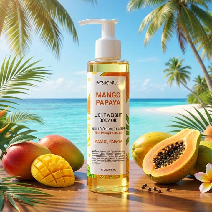 Mango Papaya Body Oil for wholesale by Fatsugarco