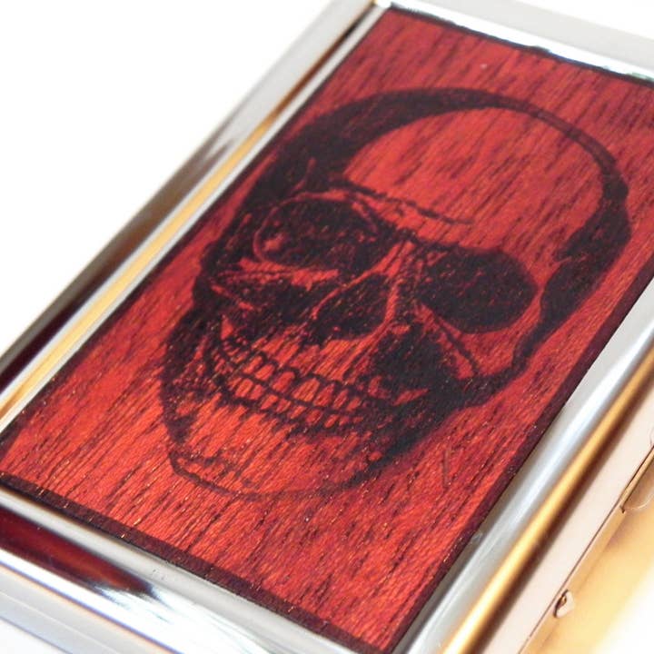 Rfid Skull Wood Wallet - Mahogany Wallet, Card Case for wholesale by Resolute Star