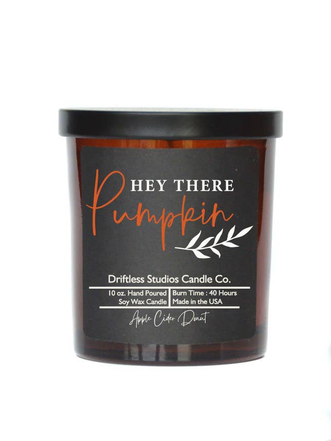 Driftless Studios - Wholesale Jar/Filled Candle - Hey There Pumpkin - Fall Candle - Soy Wax Candles