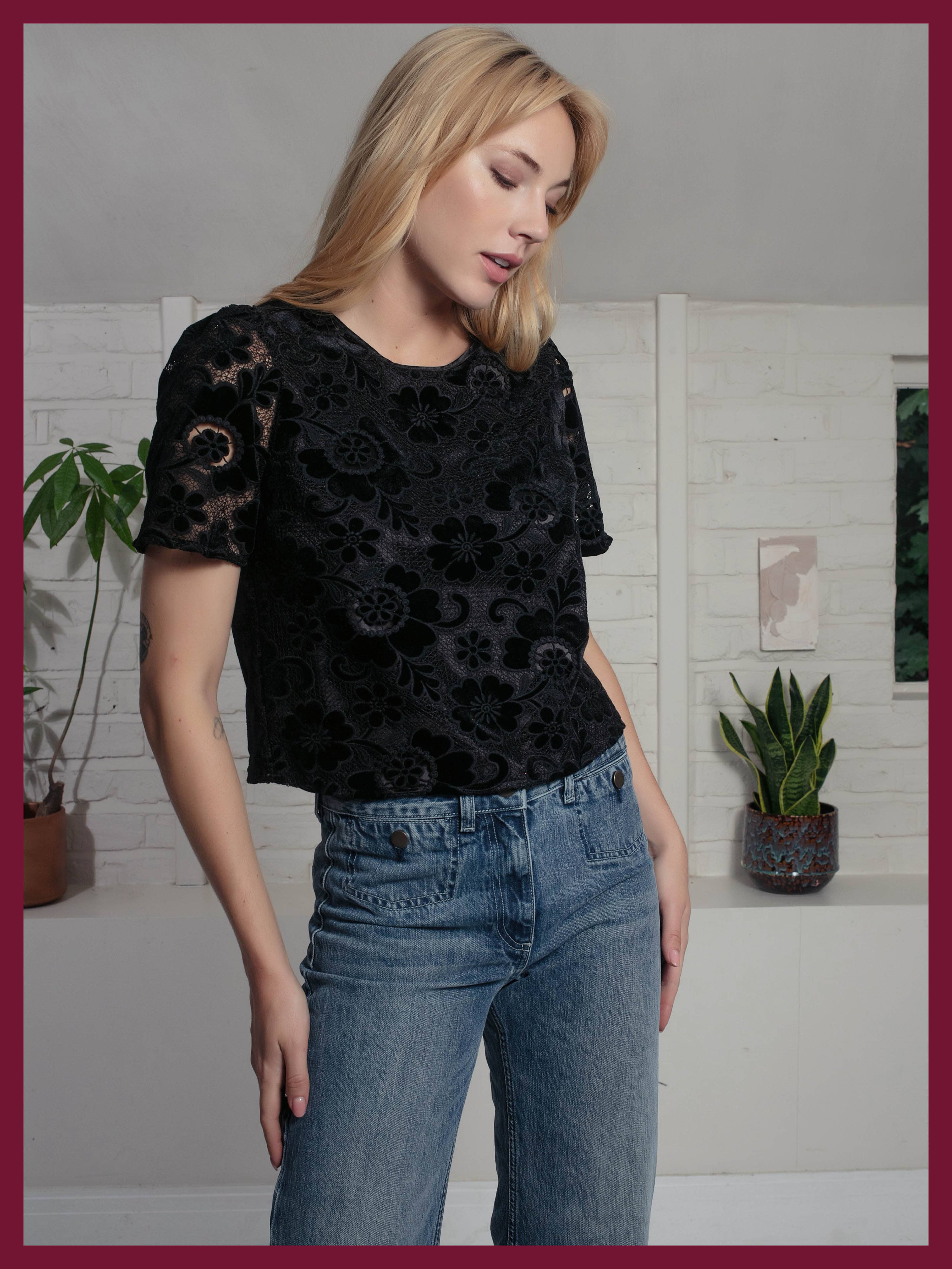 Black Corinne Lace Top for wholesale on Faire2