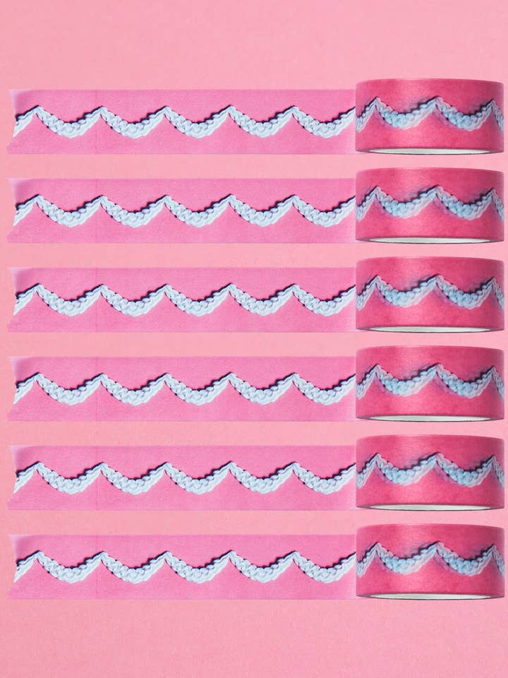 Frosting Washi Tape 20mm - Pink with White Swags for wholesale by The Gemini Bake