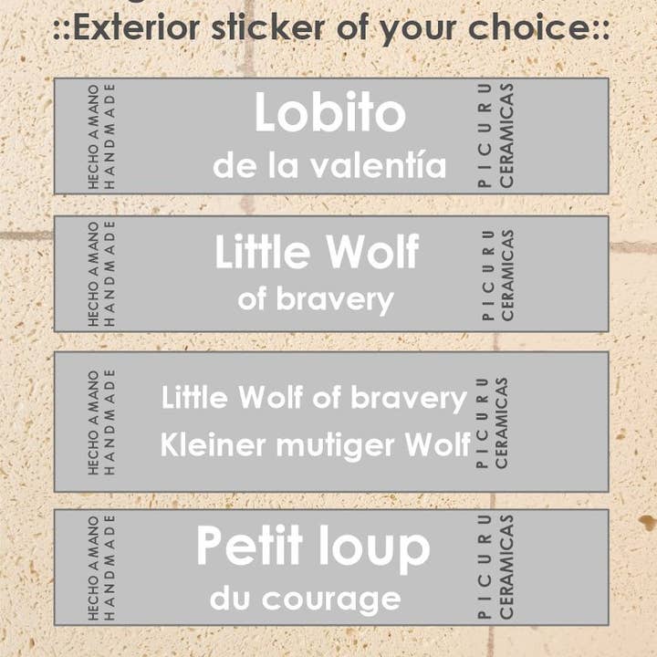 Picuru ceramicas - Wholesale Keepsake Coin/Token - Amulet Little Wolf of Courage (5 languages)3