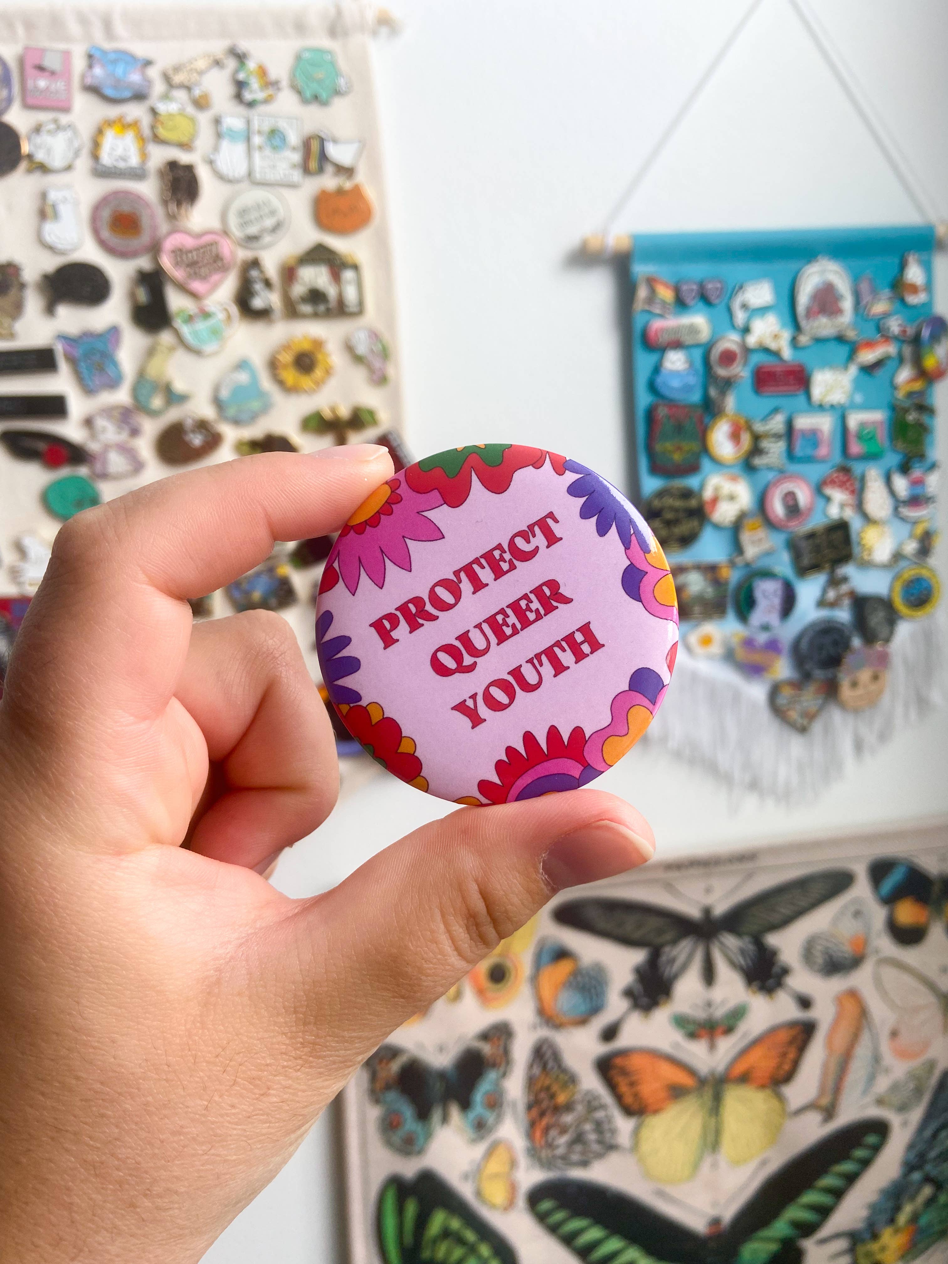 Wild Rabbit Beads - Wholesale Lapel Pin/Button - Pinback Button (Protect Queer Youth)