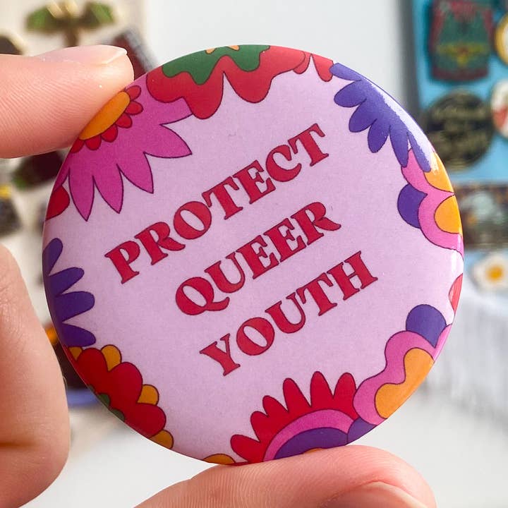 Wild Rabbit Beads - Wholesale Lapel Pin/Button - Pinback Button (Protect Queer Youth)0