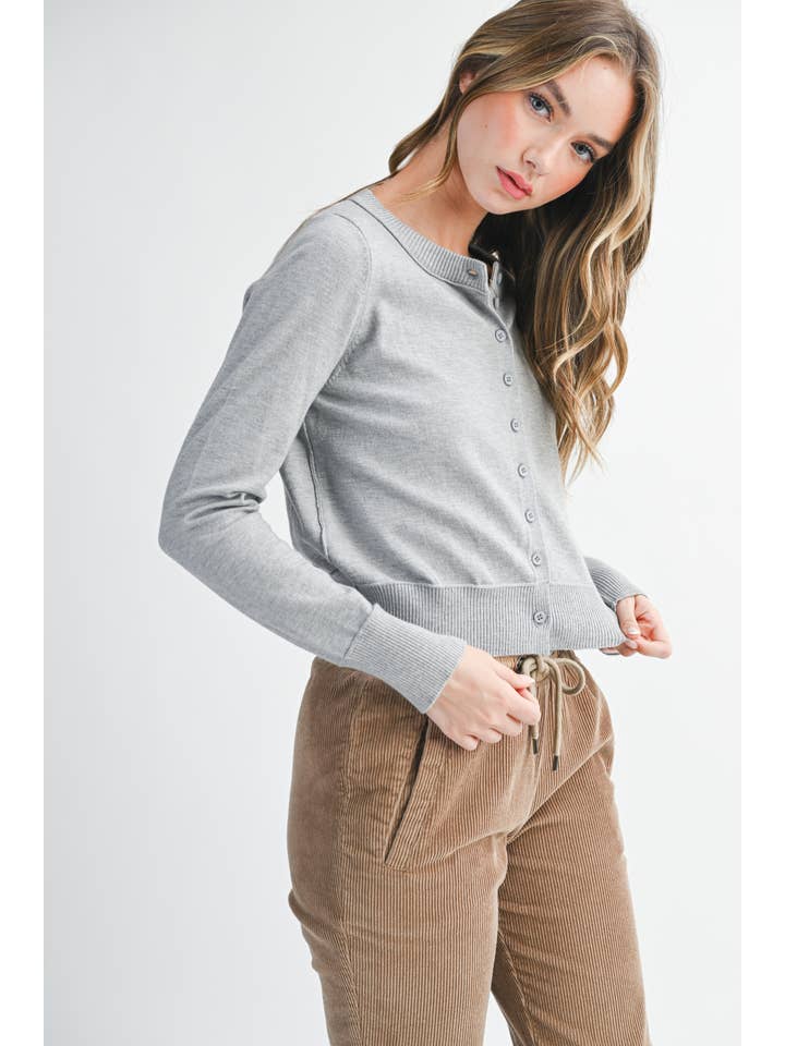 AEMI + CO - Wholesale Cardigan - Women's - 5176GN Ribbed Button-Up Knit Cardigan20