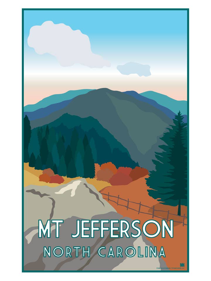 Mt Jefferson North Carolina Autumn Nature Travel Print 11 x 17 for wholesale by Shell Creek Sellers