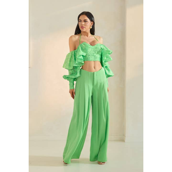 ENSEMBLE MANCHES LONGUES ET PANTALONS LONGS À ÉPAULES DÉNUDÉES pour la vente par The Sang