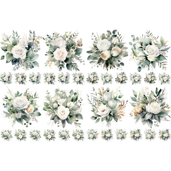 White Bouquet Rice Papers, 8 x 11.5 inch (A4) for wholesale by Craft Kreatively
