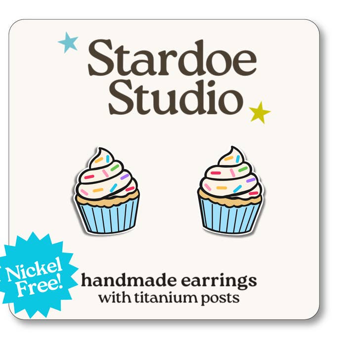 Blue Cupcake Earrings for wholesale by Stardoe Studio