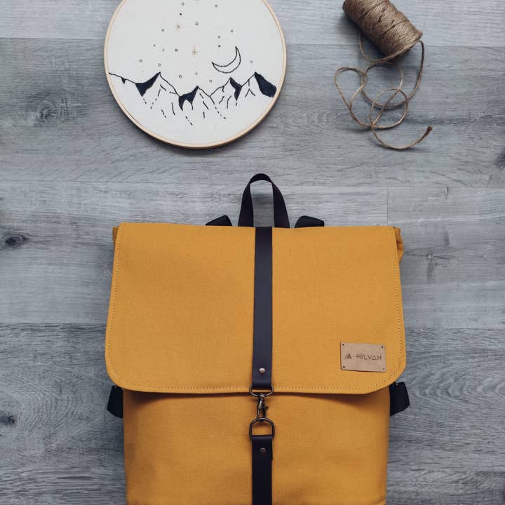 HILVAH – Großhandel Rucksack – Unisex – Senfgelber Baumwollrucksack, Unisex-Rucksack