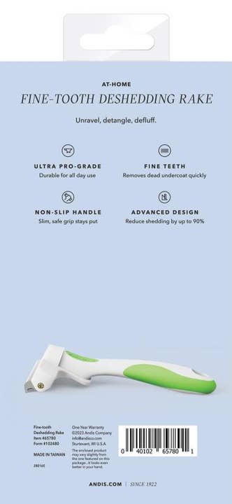 Pet Palette Distribution - Wholesale Pet Grooming Tool - Dog - Andis 3" Fine Tooth Deshedding Rake - VBL3