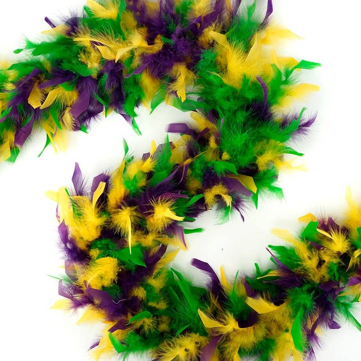 Chandelle Feather Boa - Medium Weight - Mardi Gras Mix for wholesale by Zucker Feather Products