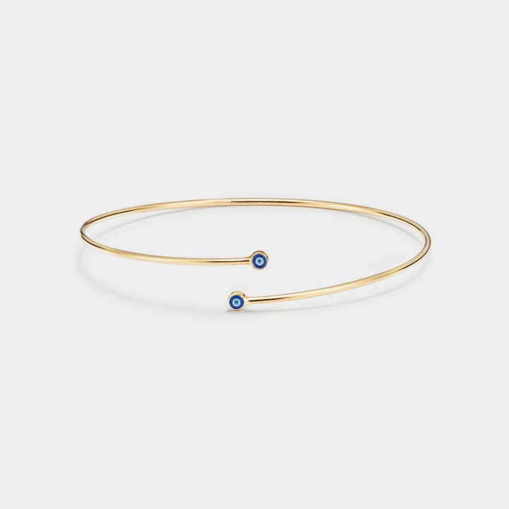 Perimade & Co. LLC - Wholesale Bangle Bracelet - Evil Eye Nazar Bypass Bangle Bracelet in 925 Sterling Silver