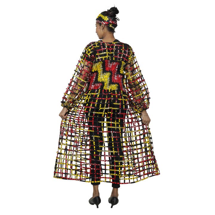 African Stars - Wholesale Dress - Women's - Women's Long Sleeve Smocked Bodice Cage Dress -- FI-ST12211