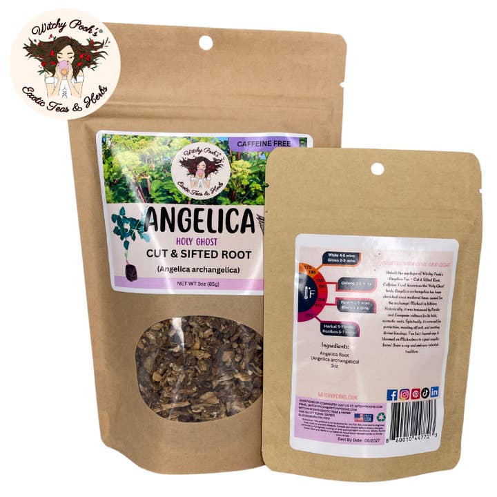 Witchy Pooh's Exotic Teas & Herbs – Chá solto por atacado – Chá de Angélica da Bruxa Pooh - Raiz Cortada e Peneirada, Espírito Santo20