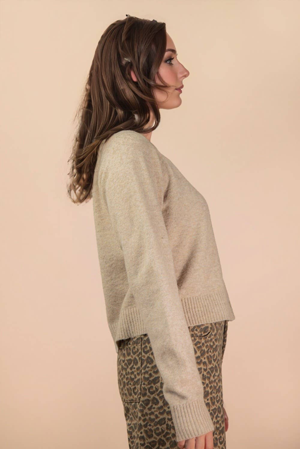 VERY J - Wholesale Cardigan - Women's - 12W3475N-Print & Solid Soft Knit Sweater Cardigan15