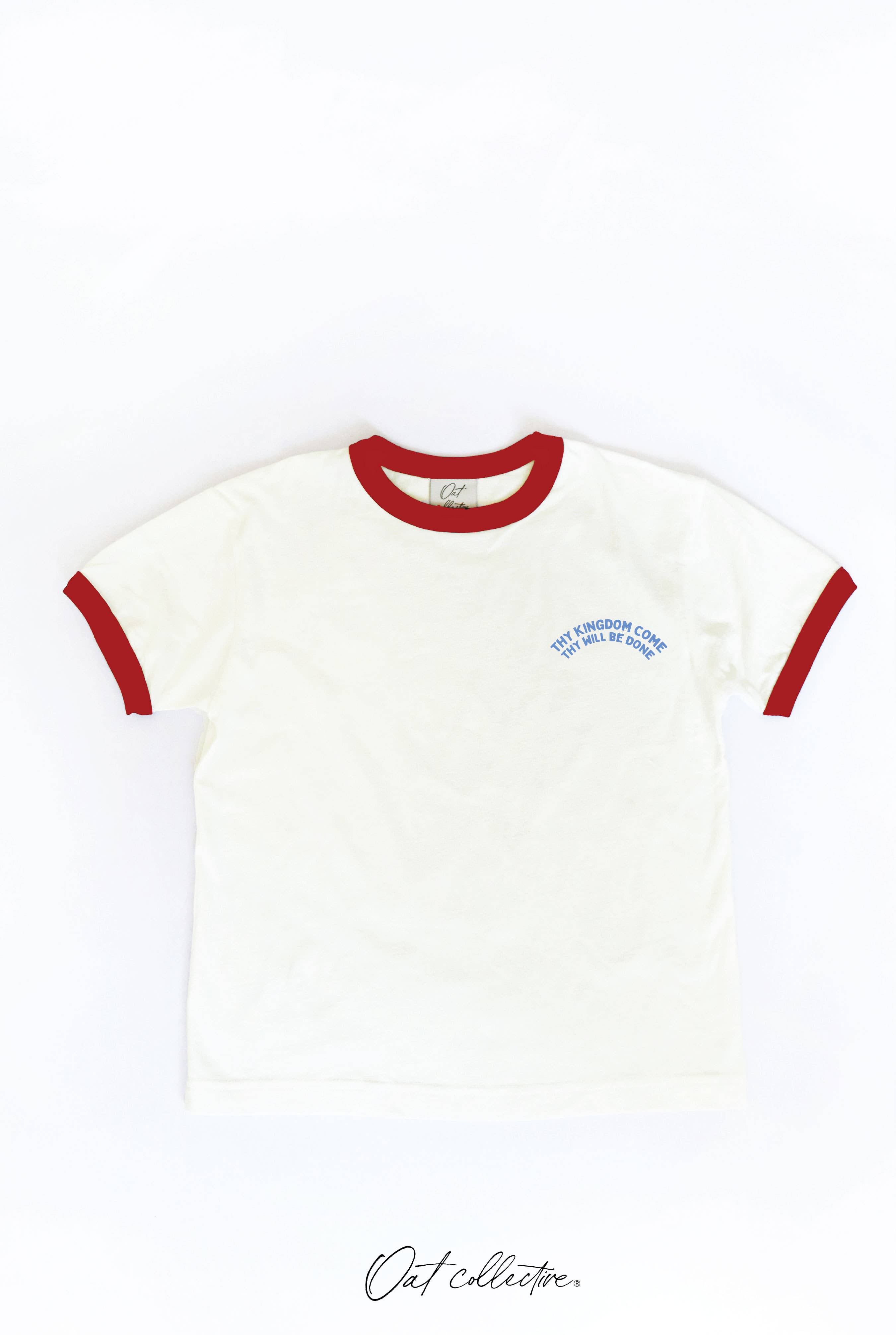 OAT COLLECTIVE - Wholesale Screen Printed T-Shirt - Kids - THY KINGDOM COME Toddler Ringer Graphic Top2