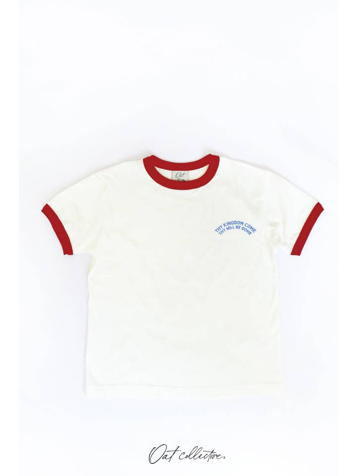 OAT COLLECTIVE - Wholesale Screen Printed T-Shirt - Kids - THY KINGDOM COME Toddler Ringer Graphic Top2