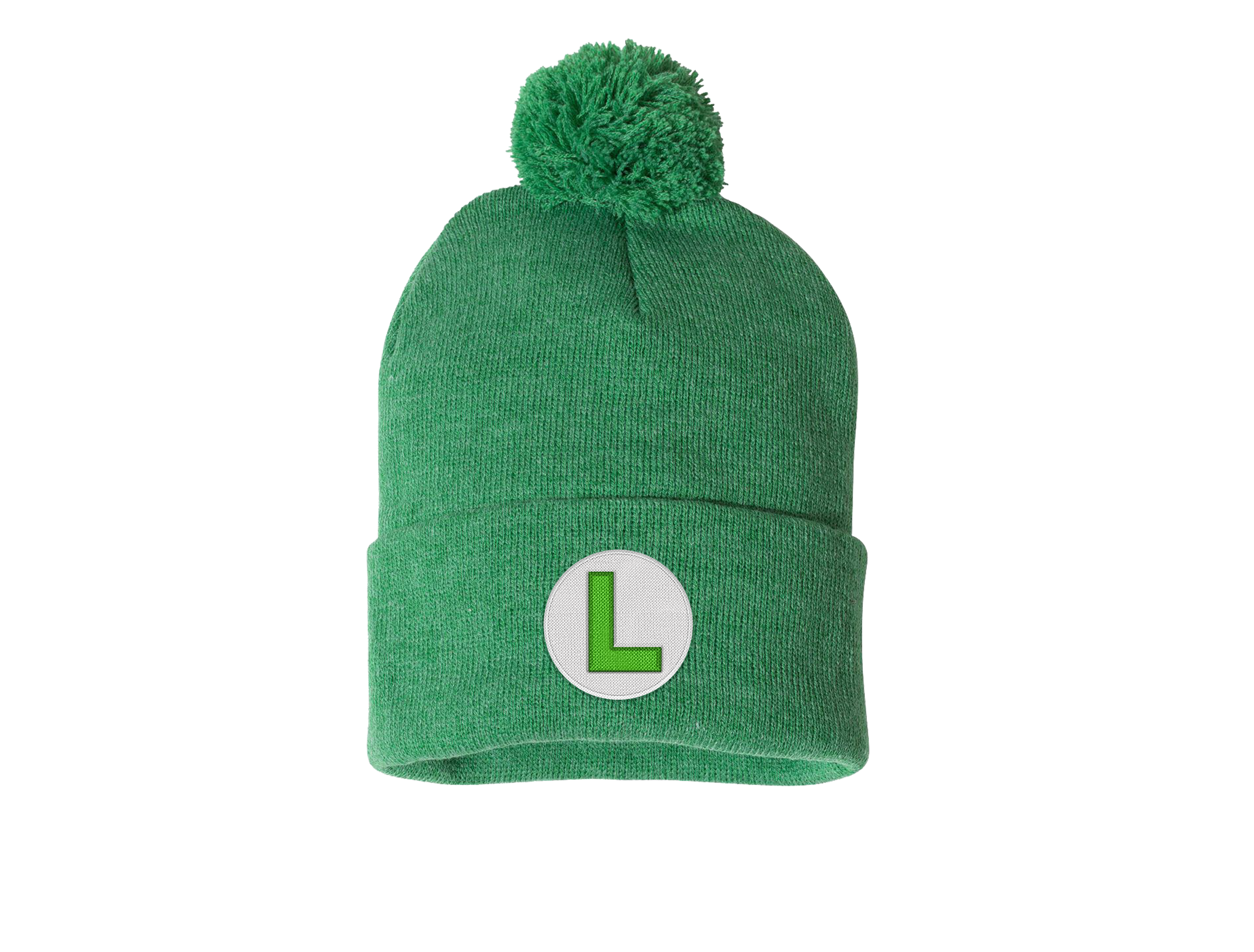 Calm Down Caren - Wholesale Beanie - Uniseks - Luigi Pom-Pom Gebreide Muts Groen - Super Mario0