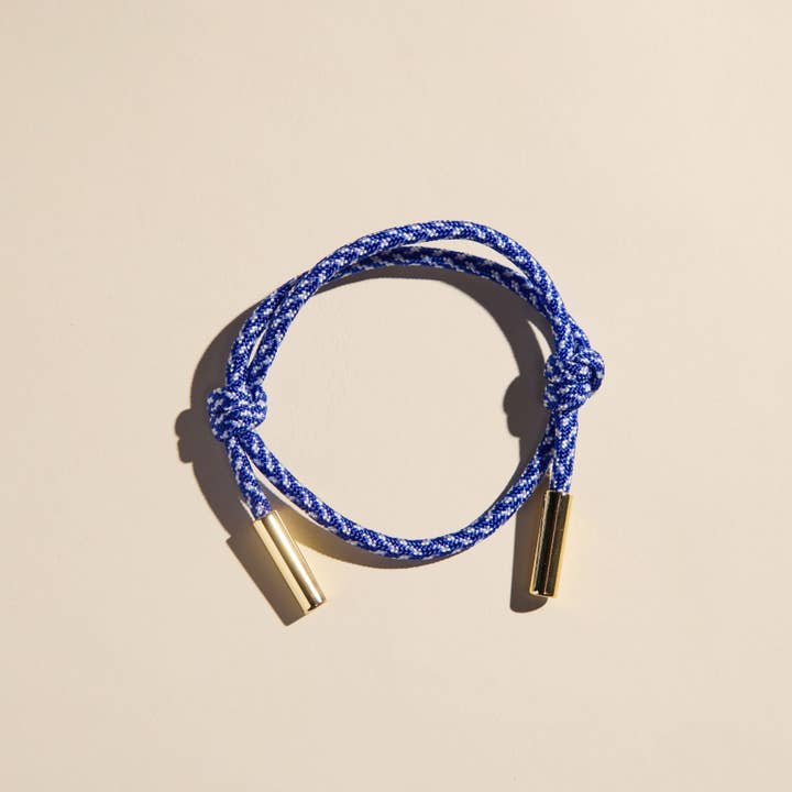 Royal Blue & White Cord Bracelet for wholesale by Nickel and Suede