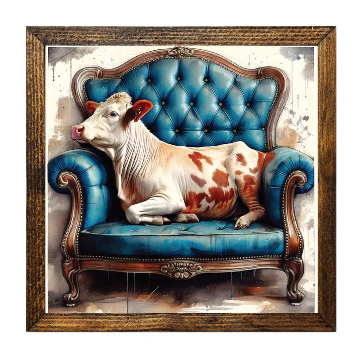 ARTISTIC SERIES TIMBERLAND-COW SITTING ON A COUCH for wholesale by Jarmz Designs