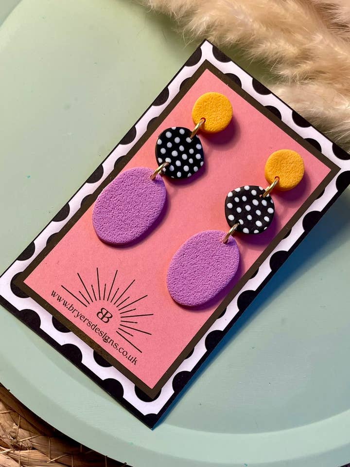 Polka Dot Trio Drop Dangle Earrings for wholesale by Bryers Designs