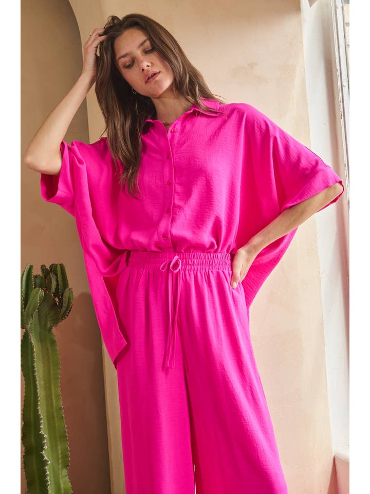 Oddi - Wholesale Top & Pant Set (NOT Loungewear) - Women's - Solid Airflow Shirt & Wide Leg Pants Set5